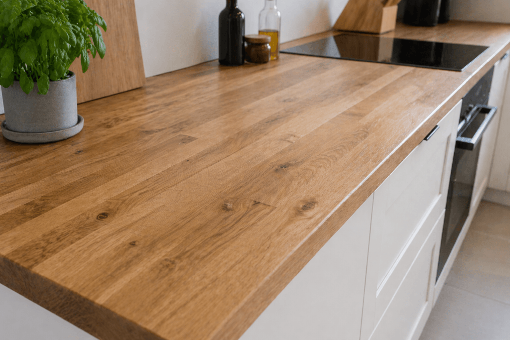 drewniany blat kuchenny z lameli łączonych